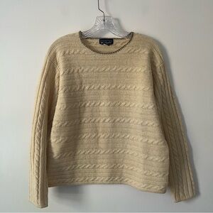 Vintage Patagonia 100% Wool Cable Knit Sweater Cream Crew Neck Medium
